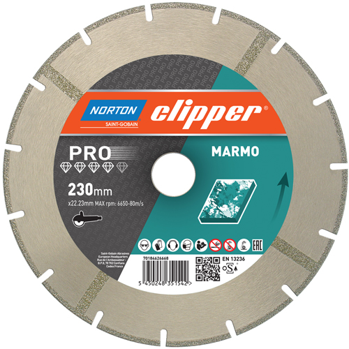 Norton Clipper 70184626668 Pro Marmo Diamant zaagblad 230 x 22,23 mm