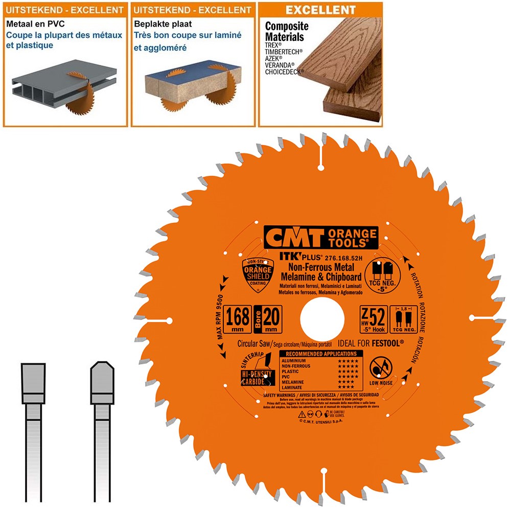 CMT 276.168.52H ITK-Plus Afkort Zaagblad Non-Ferro & Composite 168 x 20 x 1,2 x 52T