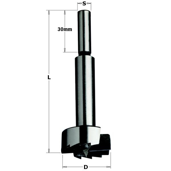 CMT 537.222.31 Forstnerboor met cylindrische schacht, rechts 7/8