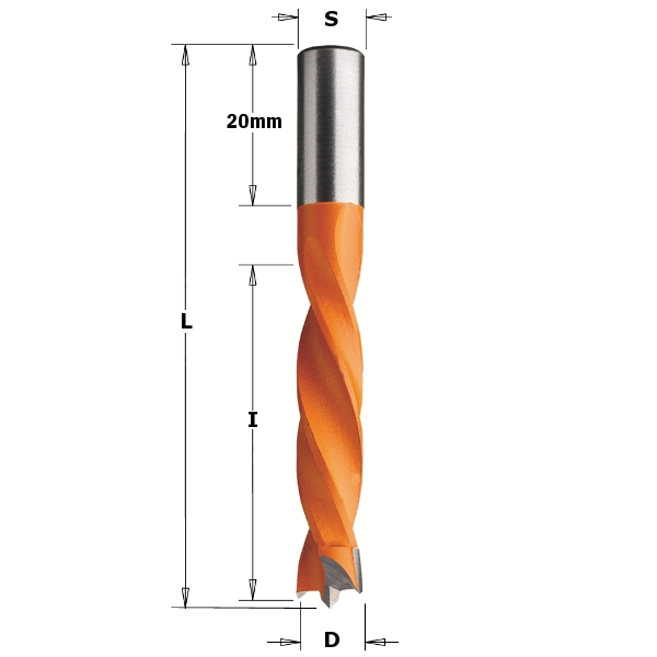 CMT 307.120.11 Drevelboor HM 12 x 8 x 67 mm Rechts