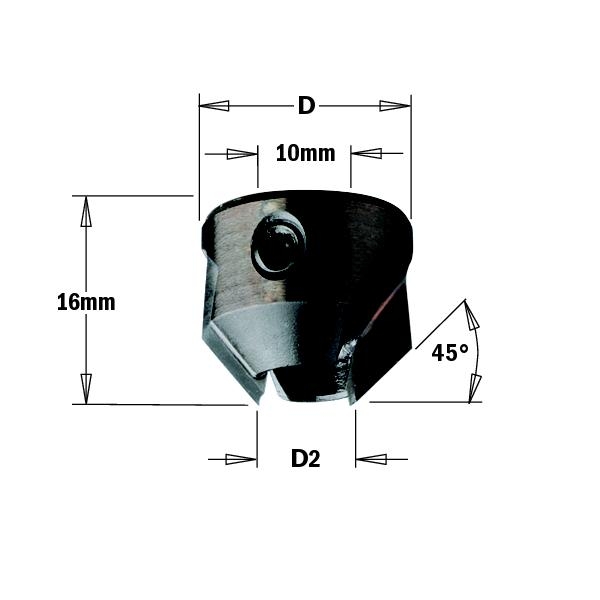 CMT 315.220.12 Opsteekverzinker 45° 22mm links