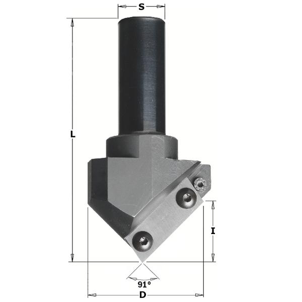 CMT 663.101.11 V-groeffrees met WPL messen 52mm, schacht 20mm