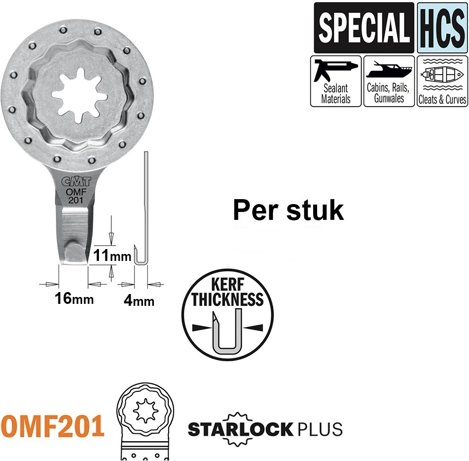 CMT OMF201-X1 Schuin aflopend mes 4 mm 1 Stuk
