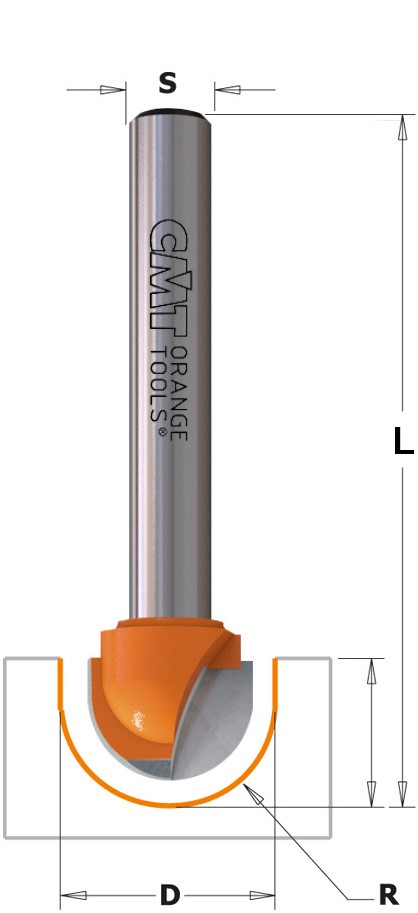 CMT 914.095.11 9,5 mm bolle radiusfrees R=4,75 schacht 8 mm