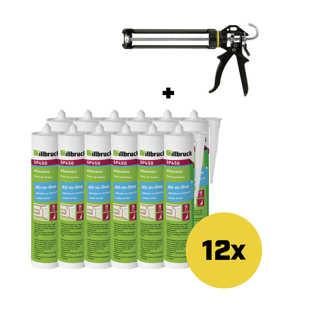 illbruck SP450 SET 12 x SP450 afbouwkit wit koker 310 ml + kitpistool