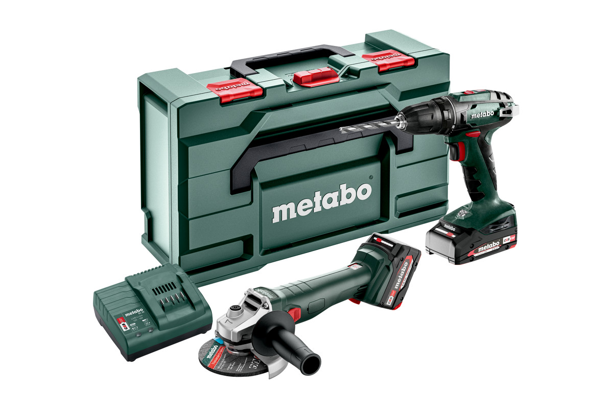 Metabo 685204500 Comboset 2.4.3 18V 2,0Ah Li-Ion - BS18 Accu boorschroefmachine + W 18 L 9-125 Haakse slijper 685204500
