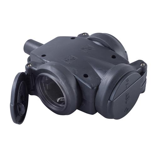 Connectra 46.500 Vol rubber Hangcontactblok 3-voudig zonder kabel