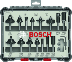 Bosch Blauw Accessoires 2607017472 15-delige gemengde freesset met schacht van 8 mm