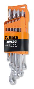 Beta 000421087 - 42NEW/SC9I-serie 9-delige 8 tot 19 mm 12-punts haakse ringsteeksleutelset met compacte ondersteuning
