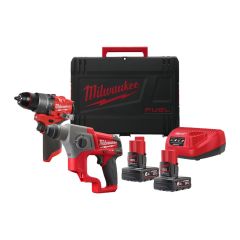 Milwaukee 4933480590 M12 FPP2F2-402X Powerpack M12FPD2 Slagboormachine + M12CH Boorhamer 12V 4.0Ah
