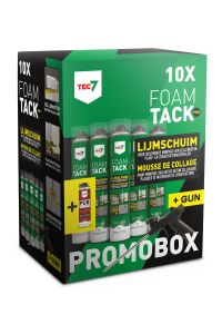 Combipack FoamTack Pro - 10 x FoamTack Pro lijmschuim + Cleaner + Pistool