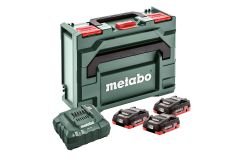 Metabo Accessoires 685133000 Accu Pakket 3 x 18V LiHD 4.0Ah + 1 x Lader ASC 55 in MetaBox 145 685133000