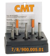 CMT 900.005.01 Set van 5 frezen in pvc kistje schacht 8 mm HM