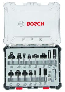 Bosch Blauw Accessoires 2607017471 15-delige gemengde freesset met schacht van 6 mm