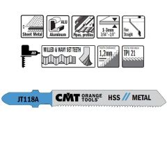 CMT JT118A-5 Decoupeerzaagbladen HSS T-Schacht Metaal 5 stuks
