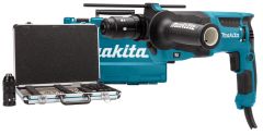 Makita HR2630TX12 Combihamer 800w 2.4J + 17-delige boor/beitelset + verwisselbare boorkop
