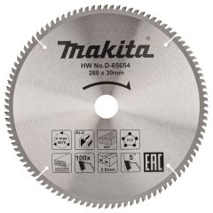 Makita Accessoires D-65654 Afkortzaagblad div. materialen TCG 260x30x2,6mm T100
