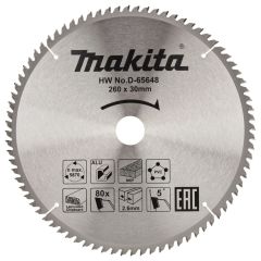 Makita Accessoires D-65648 Afkortzaagblad TCG 260 x 30 x 2,6 mm T80