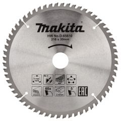 Makita Accessoires D-65610 Afkortzaagblad TCG 216 x 30 x 2,4 mm T60