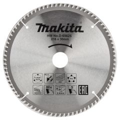 Makita Accessoires D-65626 Afkortzaagblad TCG 216 x 30 x 2,4 mm T80