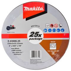 Makita Accessoires E-03006-25 Doorslijpschijf 230 x 22,23 x 2,0 mm RVS 25 Stuks
