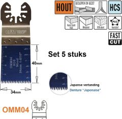 CMT OMM04-x5 0 Multitoolzaagblad (Japanse vertanding) voor hout 34 mm 5 Stuks