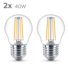 P763893 LED classic Kaarslamp en kogellamp 40 Watt E27 - 2 stuks