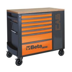Beta 024004471 Verrijdbare werkbank met 7 laden en afsluitbare kast - Oranje 82 kg