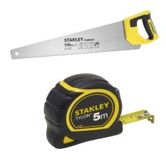 Stanley STHT1-20352SB Handzaag Tradecut Universal 550mm + 0-30-697 Rolbandmaat Tylon 5m - 19mm