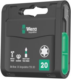 Wera 05057772001 Bit-Box 15 Impaktor 20x25 TX, 1/4" zeskant