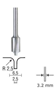 Proxxon 29034 Groefkantenvormfrees 6.5/2.5 mm, schacht 3.2 mm