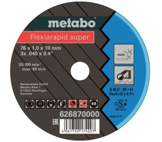 Metabo Accessoires 626870000 Doorslijpschijf Flexiarapid Super Inox 76 x 1,0 x 10 mm 5 stuks