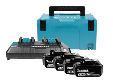 Makita Accessoires 197626-8 Starterskit - 4 x Accu BL1850B 18V 5,0Ah + Duo oplader DC18RD in MBox 3
