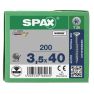 SPAX 0191010350403 Universele schroef 3,5 x 40 mm, Deeldraad, Verzonken kop, T-STAR plus T20 - 200 stuks - 1