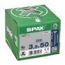 SPAX 0191010350503 Universele schroef 3,5 x 50 mm, Deeldraad, Verzonken kop, T-STAR plus T20 - 200 stuks - 3