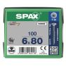 SPAX 0191010600803 Universele schroef 6 x 80 mm, Deeldraad, Verzonken kop, T-STAR plus T30 - 100 stuks - 1