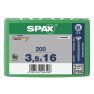 SPAX 1081010350163 Universele schroef 3,5 x 16 mm, Voldraad, Verzonken kop, Kruiskop Z2 - 200 stuks - 1