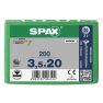 SPAX 1081010350203 Universele schroef 3,5 x 20 mm, Voldraad, Verzonken kop, Kruiskop Z2 - 200 stuks - 1