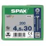 SPAX 1081010450303 Universele schroef 4,5 x 30 mm, Voldraad, Verzonken kop, Kruiskop Z2 - 200 stuks - 1