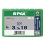 SPAX 1191010350163 Universele schroef 3,5 x 16 mm, Voldraad, Verzonken kop, T-STAR plus T20 - 200 stuks - 1
