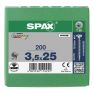 SPAX 1191010350253 Universele schroef 3,5 x 25 mm, Voldraad, Verzonken kop, T-STAR plus T20 - 200 stuks - 1