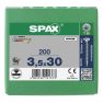 SPAX 1191010350303 Universele schroef 3,5 x 30 mm, Voldraad, Verzonken kop, T-STAR plus T20 - 200 stuks - 1