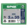 SPAX 1191010350353 Universele schroef 3,5 x 35 mm, Voldraad, Verzonken kop, T-STAR plus T20 - 200 stuks - 1