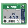 SPAX 1191010400303 Universele schroef 4 x 30 mm, Voldraad, Verzonken kop, T-STAR plus T20 - 200 stuks - 1