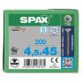 SPAX 1197000450453 RVS schroef 4,5 x 45 mm, voldraad, verzonken kop, T-STAR T20 - 200 stuks - 1