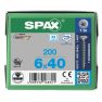 SPAX 1197000600403 RVS schroef 6 x 40 mm, Voldraad, Verzonken kop, T-STAR plus T30 - 200 stuks - 1