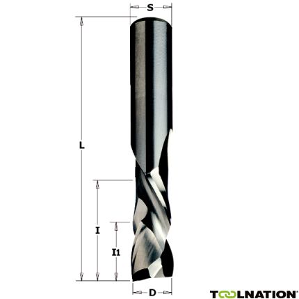 CMT 190.100.11 HWM schroefvormige slitfrees 10 mm Z2+2 schacht 10 mm met spiraal afwisselend positief / negatief - 1