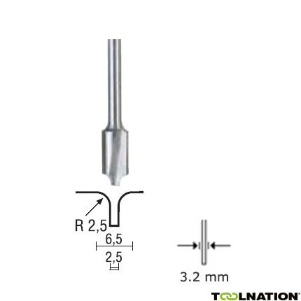 Proxxon 29034 Groefkantenvormfrees 6.5/2.5 mm, schacht 3.2 mm - 1