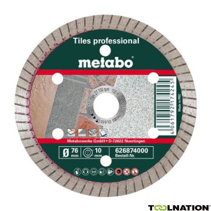 Metabo Accessoires 626874000 Diamant-doorslijpschijf professional, TP 76 x 10 mm - 1