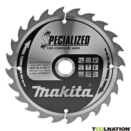 Makita Accessoires B-09173 HM zaagblad Specialized Accu Hout 165 x 20 x 24T - 1